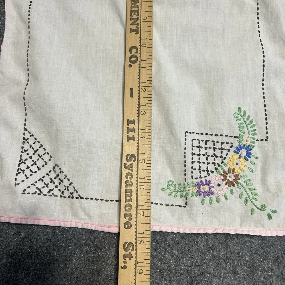 Vintage Needlepoint Cross-stitch‎ Linens Doily Set Of 2 Floral